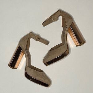 Free People Platform Leather Heels, Size 38